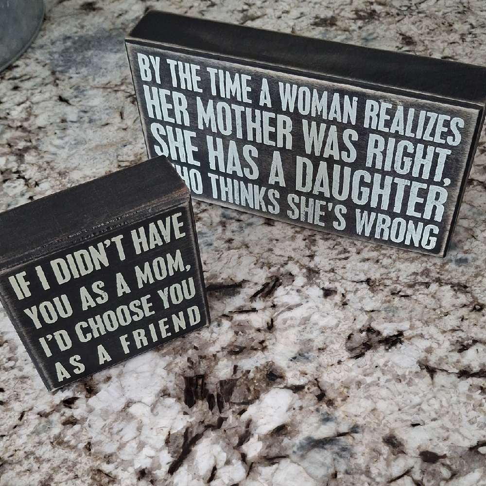 MOTHER DAUGHTER Inspirational Wooden Quote Blocks - Black and White